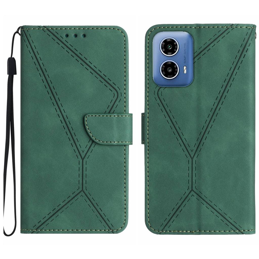 HT05 For Motorola Moto G45 5G/G34 5G Case Skin-Touch Leather Imprinted Lines Phone Cover