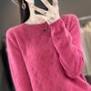 Mink Cashmere Sweater Women's O-neck Pullover Loose Knitted Underlay Autumn/Winter Long Sleeve Fashion Cashmere Top