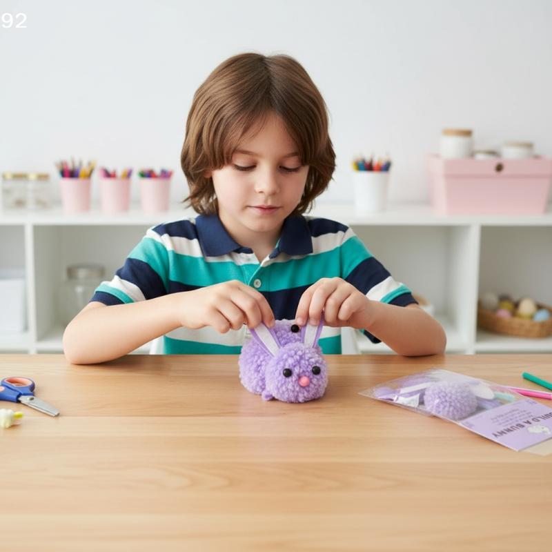 Kids' Easter Basket Stuffers Craft Kit with Cute Stuffed Bunnies