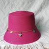 Summer Straw Hat For Women Men Fashion Chain Accessories Bucket Hat  Beach Hat Uv Resistant Sunshade Hat