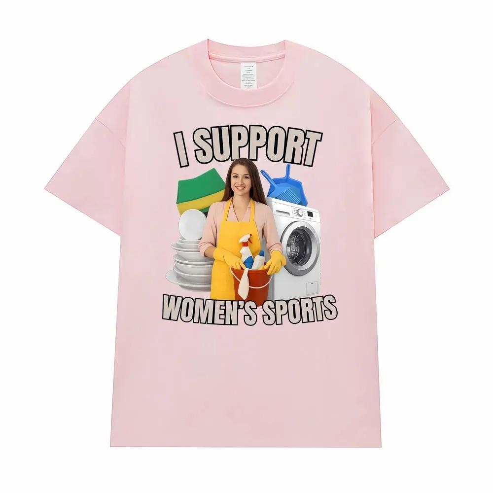 Podporuji ženské sporty Vtipný Meme Grafický Potisk Tričko Muži Ženy Streetwear Móda Bavlněné Horní Díl Oversize Ležérní Letní Nové Tričko