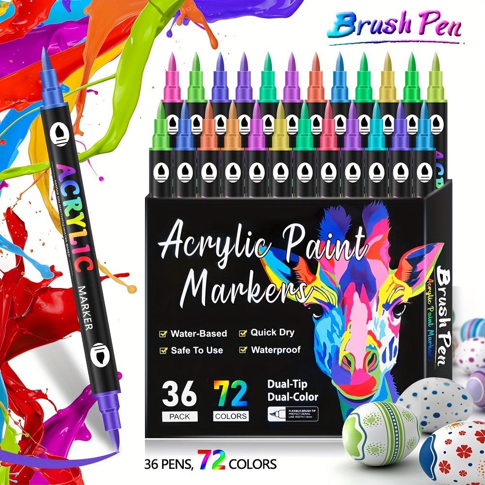 Double-Headed Dual-Color Acrylic Marker Set for Kids, 72 Colors Doodle Stationery
