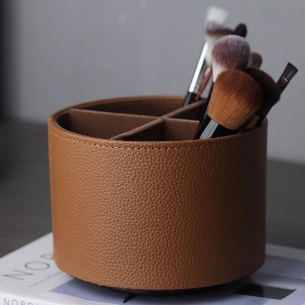Portable Rotatable Storage Holder Box 360 Degree Desktop Cosmetics Shelf Cylinder Rotary Pen Holder Makeup Brush Storage