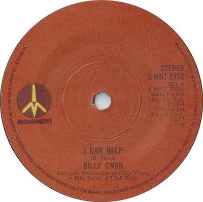 7-Zoll Schallplatte BILLY SWAN - I Can Help SMNT2752 Monument 1974 UK Rock Gebraucht