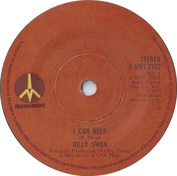 

7inch Record BILLY SWAN - I Can Help SMNT2752 Monument 1974 UK Rock Used