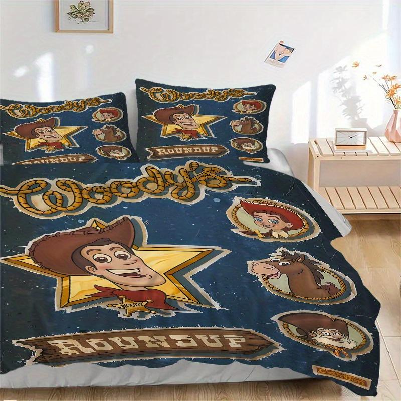 3pcs Woody Toy Story Quilt Cover Set, Soft and Cozy Bedroom, Guest Room and Dorm Decorative Bedding 3-Piece Set 1 Quilt Cover + 2 Pillow Sha