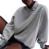 Nike Sportswear Phoenix Fleece Swoosh Long Sleeve Polo Shirt Women tops Dark-Gray FZ3207-063