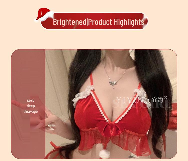 Yiyue Red New Year Christmas Bodysuit Lingerie Sleepwear 1105