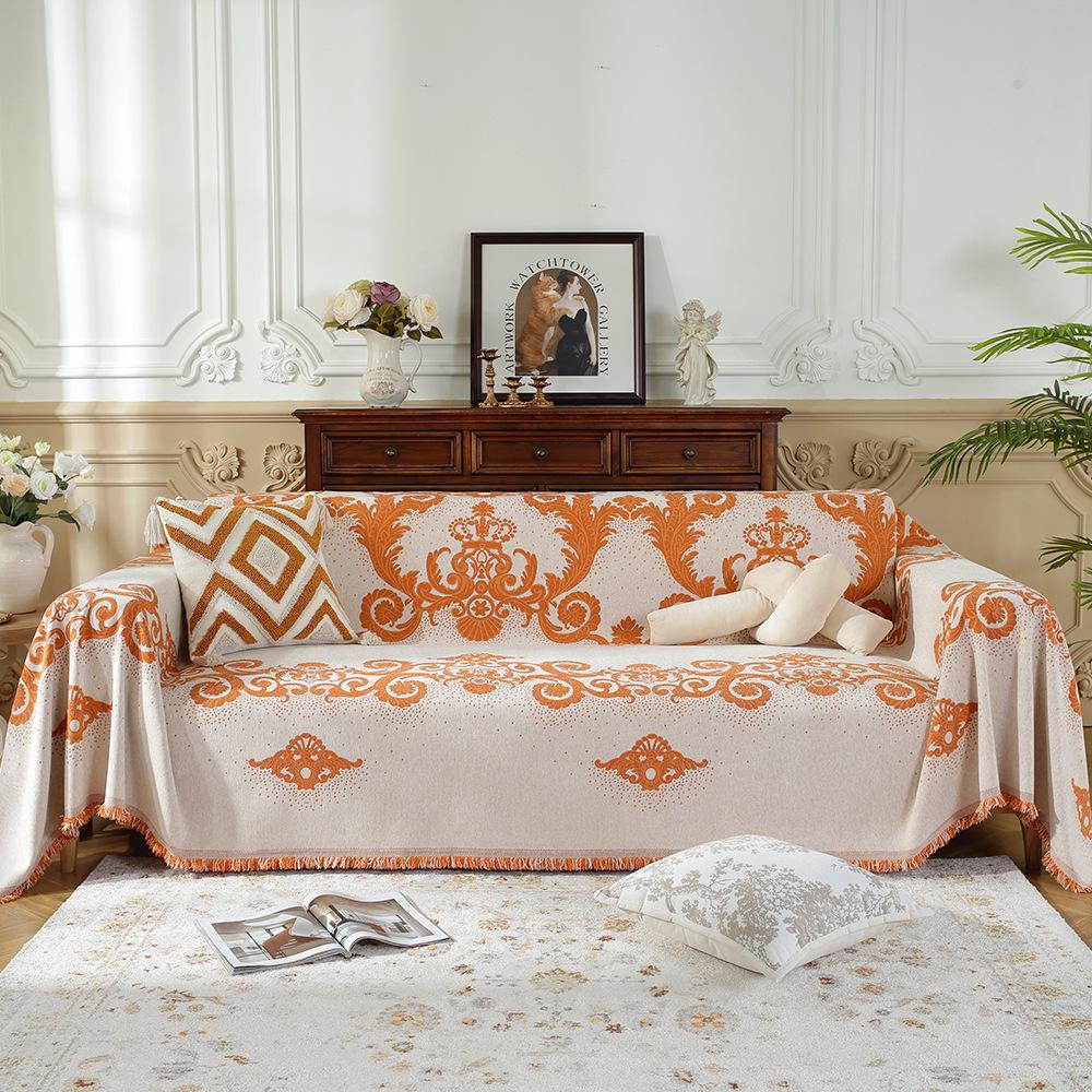 

European Flower Sofa Cover Soft Fabric Universal Non-Slip Skin-Friendly Four Seasons Cushion Towel Simple Design 180*130CM