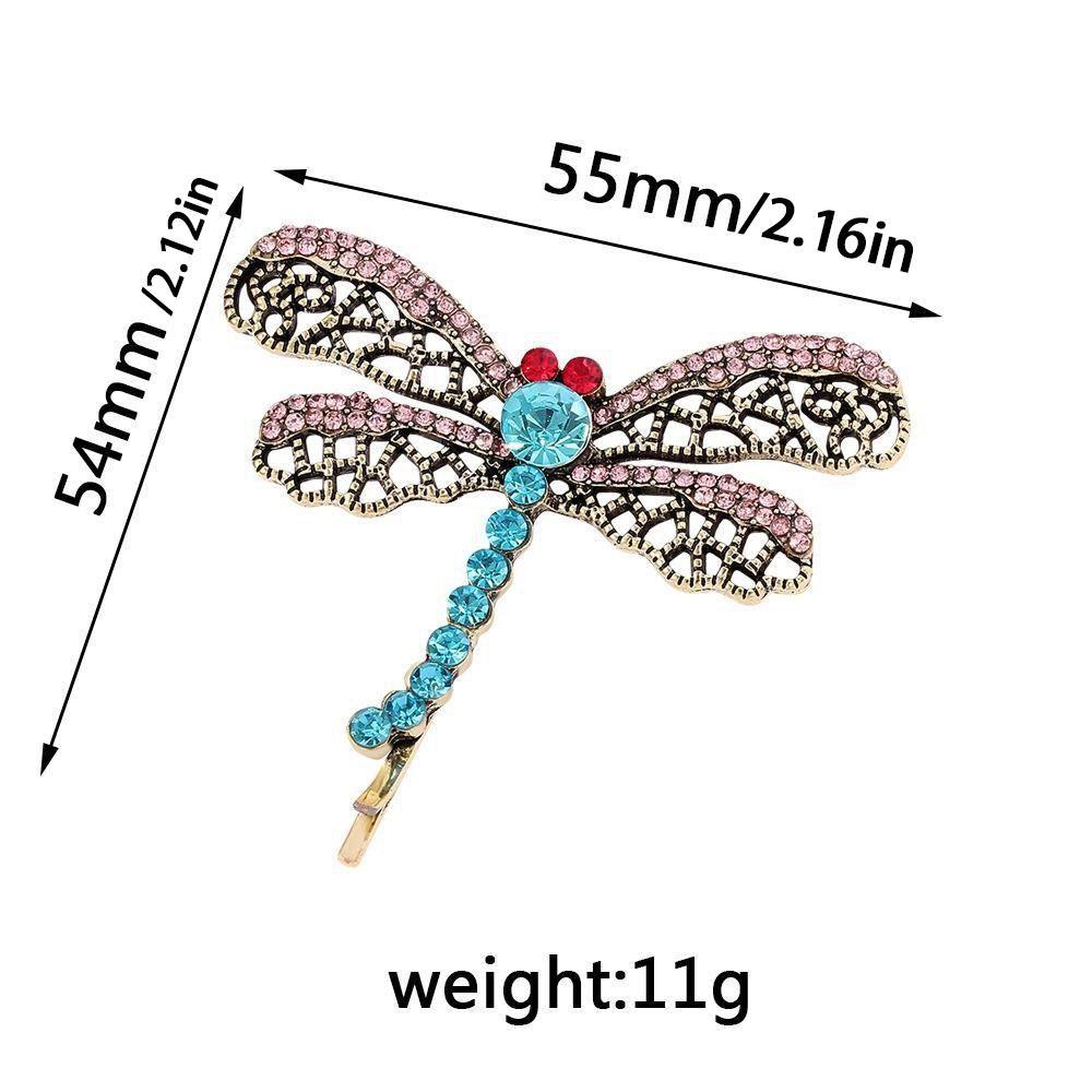 Rhinestone Kvinnelig Hår Tilbehør Metall Hårklemme Koreansk Stil Hodeplagg Dragonfly Hårnål