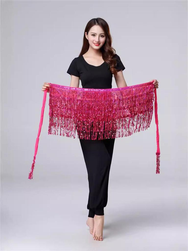 Halloween Belly Dance Costume with Sequin Tassels and Hip Scarf Waist Chain