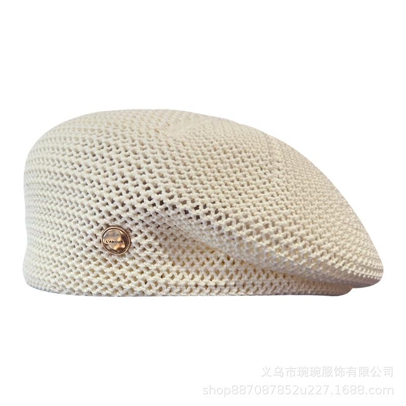 Beret women's summer simple small standard casual thin breathable painter hat trendy round face showing small face out of the street bud hat