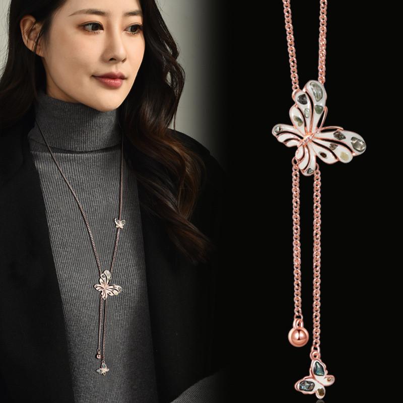 Elegant Long Butterfly Sweater Chain For Women Featuring Sparkling Alloy Design
