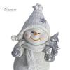 Snowman Collectibles for Christmas 2Pcs Figurine, Cute Tabletop Decor, Resin Snow Statue with Indoor Countertop Displays Knit Hat Scarf Home