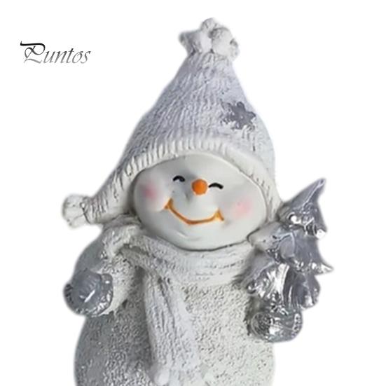 Snowman Collectibles for Christmas 2Pcs Figurine, Cute Tabletop Decor, Resin Snow Statue with Indoor Countertop Displays Knit Hat Scarf Home