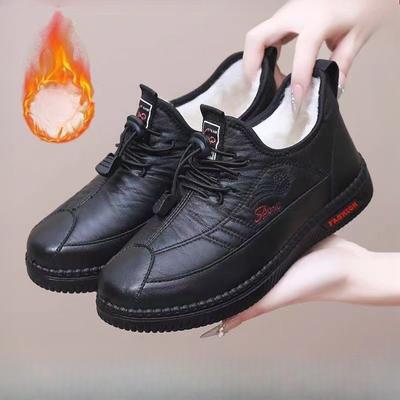 Winter Comfortable Women's Cotton Shoes, Middle-aged and Elderly Mother Shoes, Plus Velvet Thickened Warm Flat-soled Soft-soled Women's Cotton Boots
