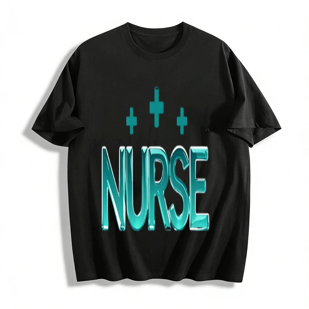 Nurse Themed Print Casual Top Pure cotton T-shirt XXS
