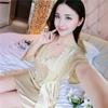 ShopeeAmazon Summer Women's Ice Silk Nightgown Two-piece Bathrobe Homewear Nightgown Women's Summer