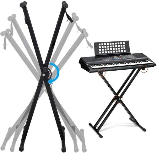 UYTON Keyboard Stand for Detachable Electronic Piano Keyboards (Height: 18.5-36.6 inches), Fits 54/61/73/76/88 Keys, Double Legs, Folds Up, Easy Assem