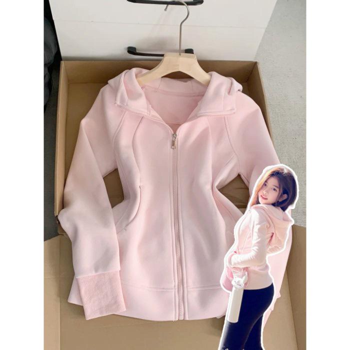 Black Slim Fit Women s Hoodie Jacket - Spring/Autumn 2025 New Arrival Fashionable Versatile Dopamine Outfit Small