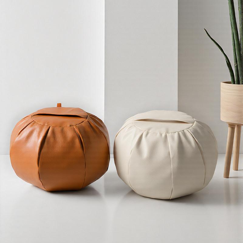 ( No Fillings) Moroccan Artificial PU Leather Pouf Cover Unstuffed Meditation Tatami Ottoman Footstool Living Room Cushion Cover
