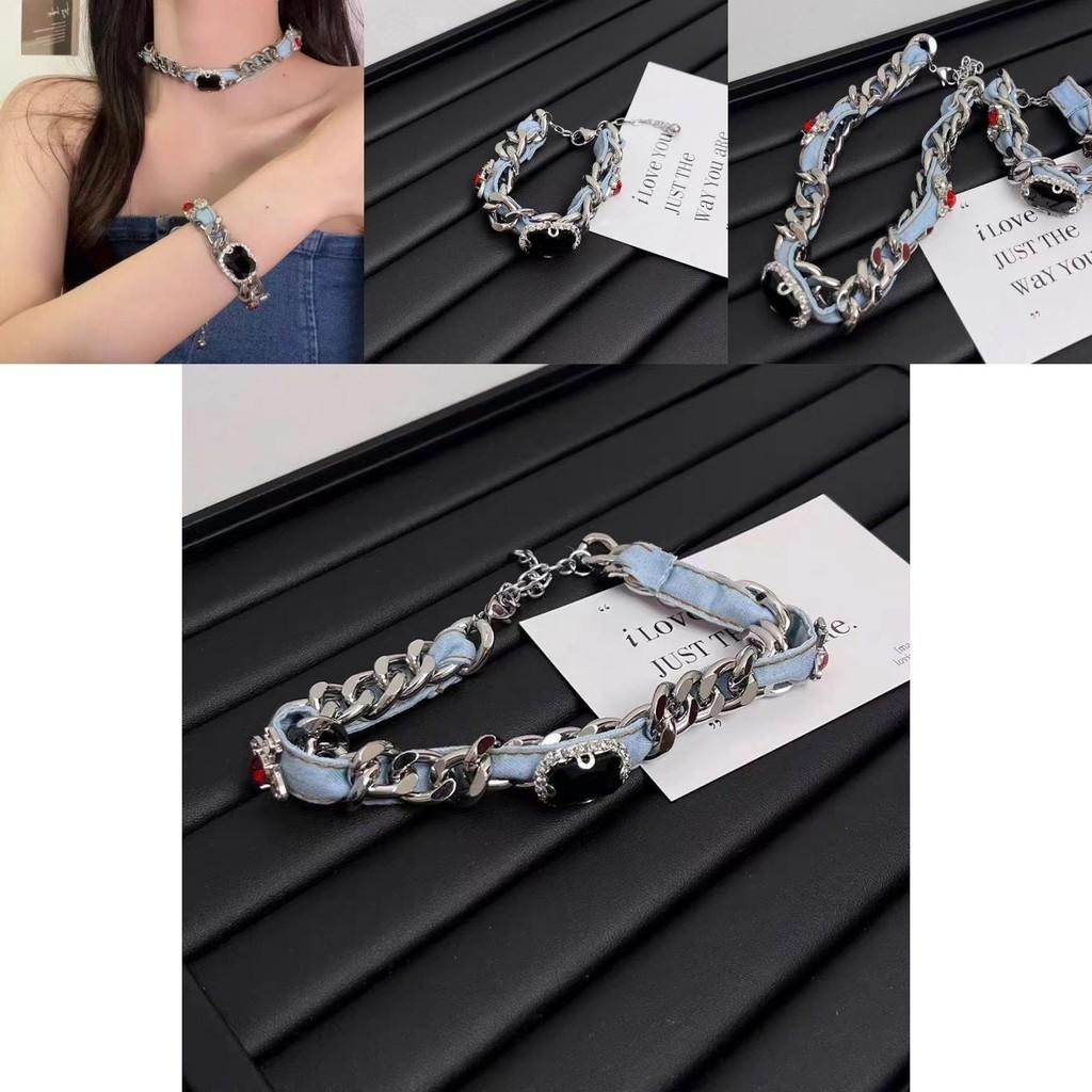 Trendy Y2k Ruby Element Necklace For Women Geometric Chain Summer Fashion