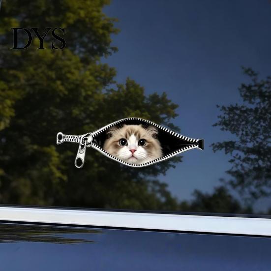 High-definition Car Decal Stickers Zipper Cat Shape Adhesive Waterproof Scratch Cover Paint Protection Sticker Durable Decals for Cars Electric
