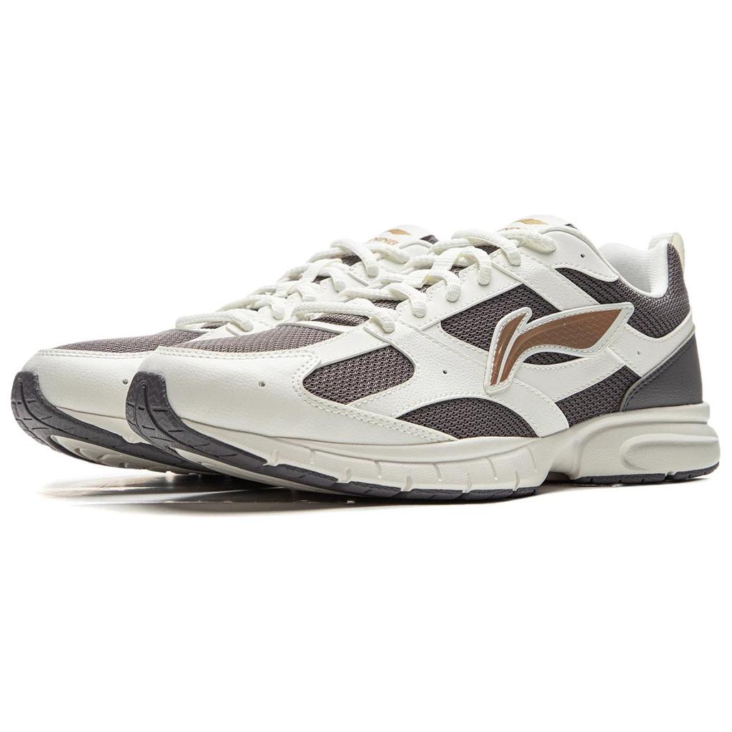 New LiNing Shock Absorbers Slip Resistant Abrasion Resistant Breathable Low Top Running Shoes Men's White Gray ARSU067-4