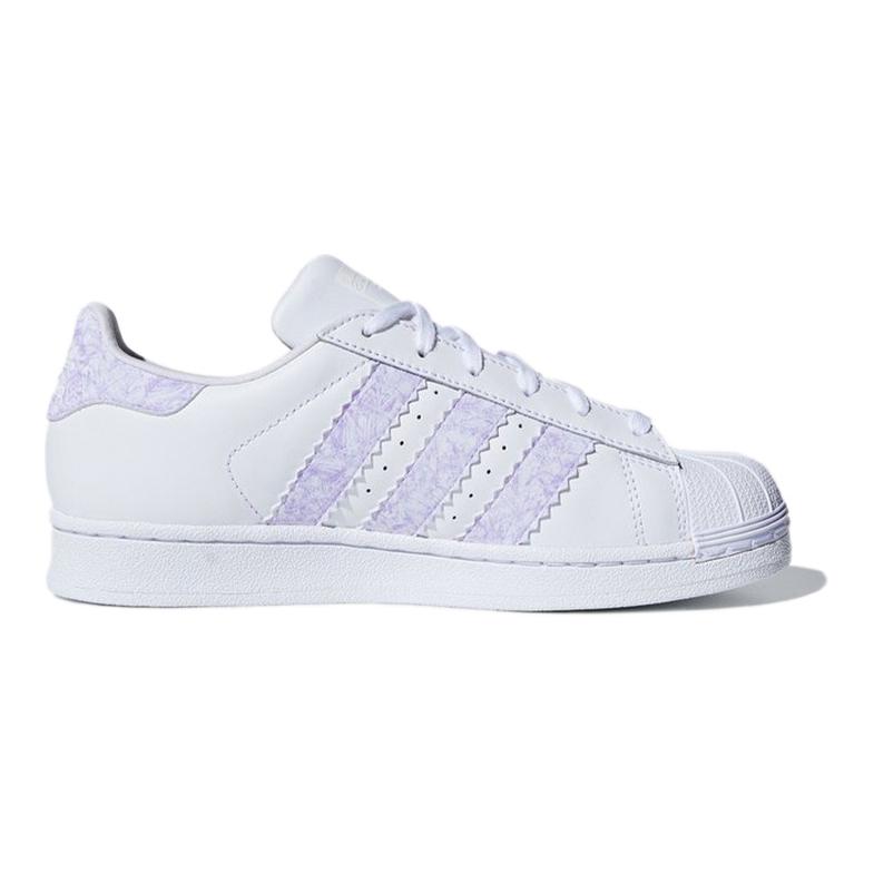 Adidas Originals Superstar Shell Toe Langlebige Low-Top Skate Schuhe Kinder Sneaker Weiß Lila CG6612