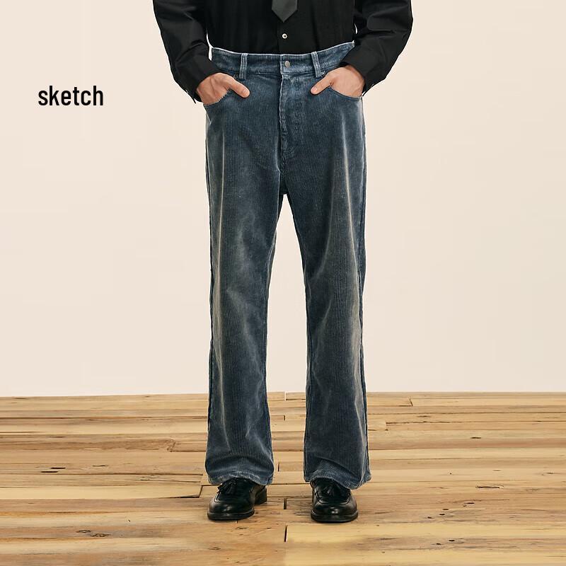 CROQUIS Men's 2024 Fall Corduroy Loose Straight Casual Trousers