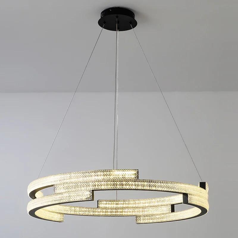 Modern Light Luxury Living Room LED Chandelier Bedroom Dining Room Crystal Light Geometric Design Home Decoration Chandelier