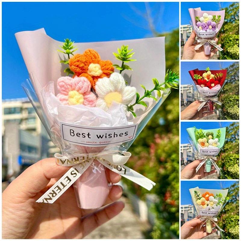 1PC Mini knitted bouquets, creative birthday and Valentine's Day gifts for girlfriends, realistic mini bouquets, wedding companion gifts