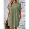 Round Neck Pocket Short Sleeved Women's Dresses