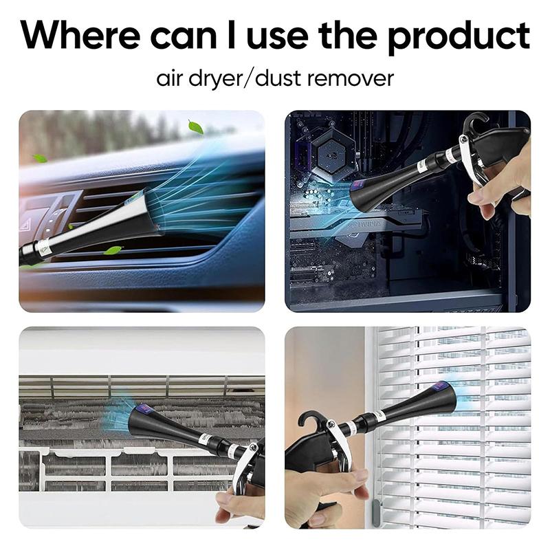 2 In 1 Air Blow Car Wash Gun With 2 Nozzles Efficient Dry Cleaning Gun High Pressure Tornado Dust Blowing Gun Professional