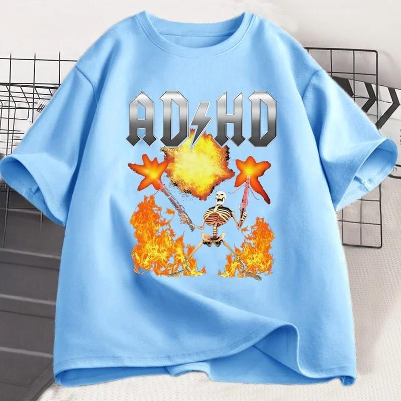 Funny ADHD Graphic Tee Shirt Unisextal Health Awareness TShirt Unisex Women Fashion Casual Tops All Season Loose Harajuku Clothing
