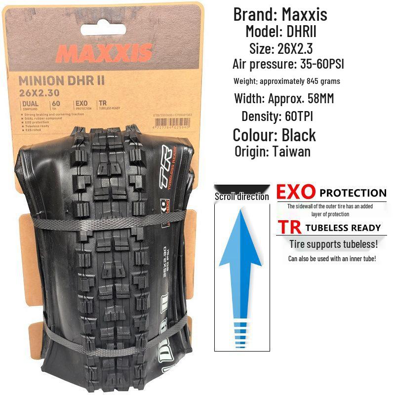 MAXXIS Minion DHR II 27.5/29 Tubeless DH Folding Tire with Puncture Resistance and Large Knobs