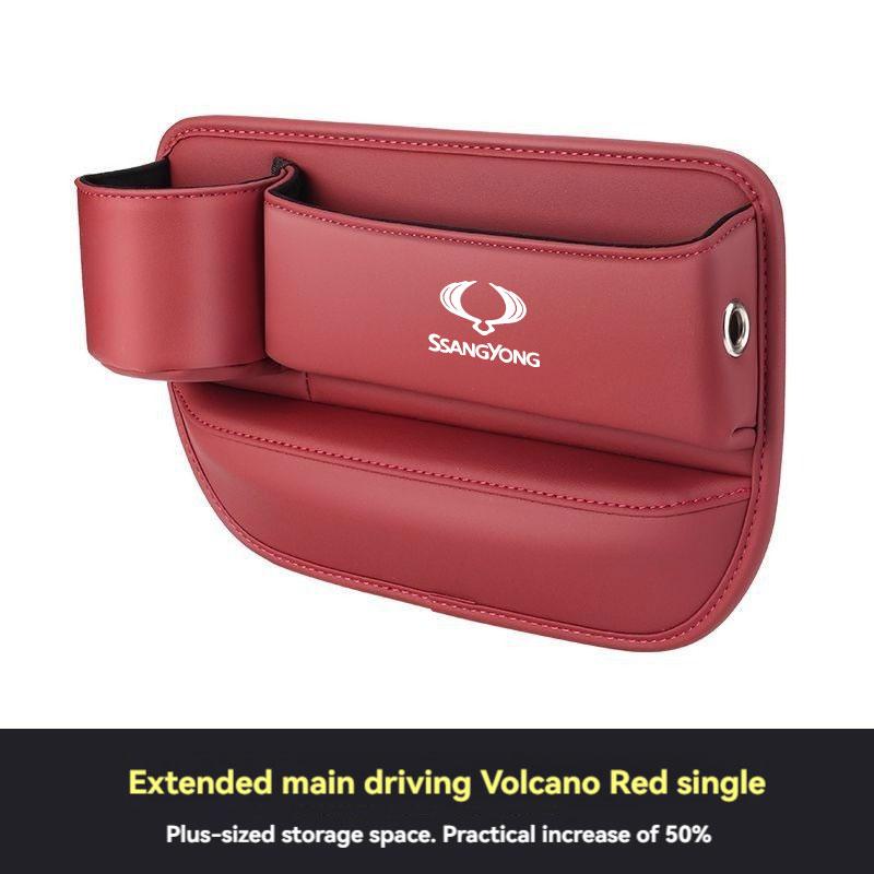 Leather Car Seat Gap Organizer Crevice Side Storage Box Filler Side Storage Pocket With Cup Holder For Ssangyong Car