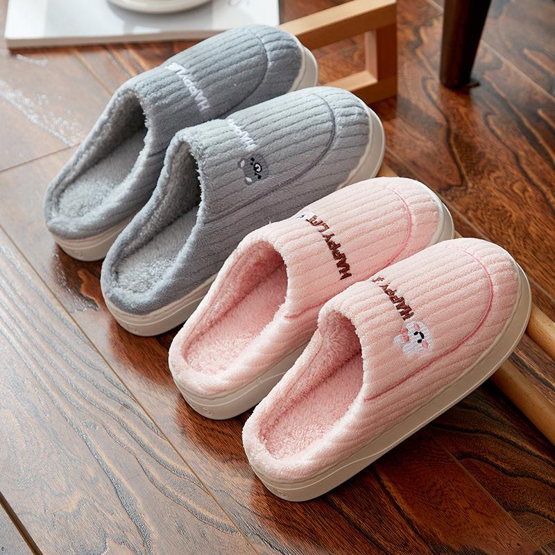 Cotton slippers winter 2025 new home indoor warm couple cute rabbit non-slip plush winter slippers