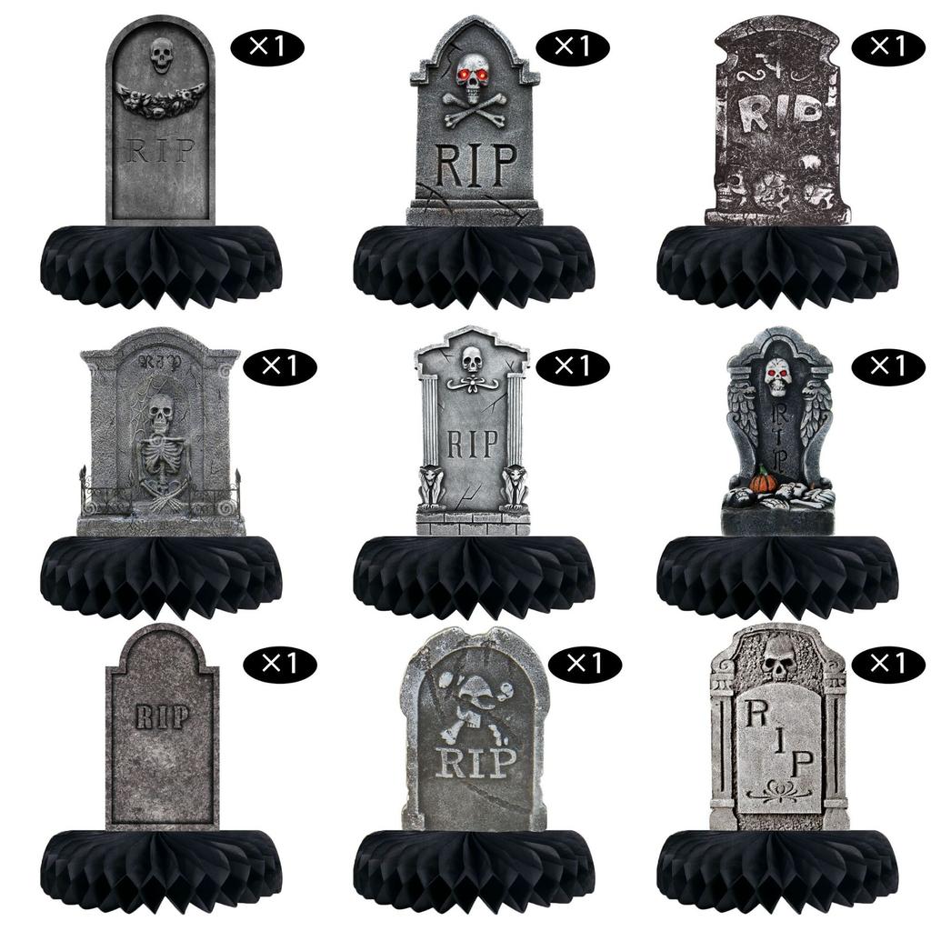 New Halloween Horror Party Honeycomb Ornament Ghost Festival rest in peace Tombstone Paper Fan Honeycomb