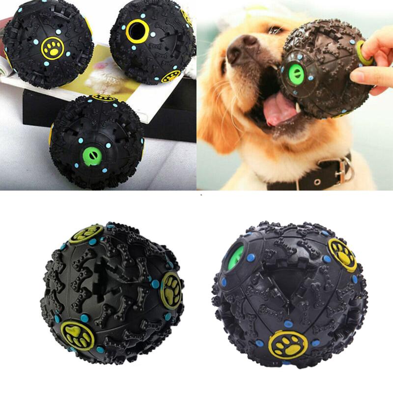 Dog Cat Pet Giggle Ball Tough Treat Sound Activity Training Squeaky Chew Fun Toy