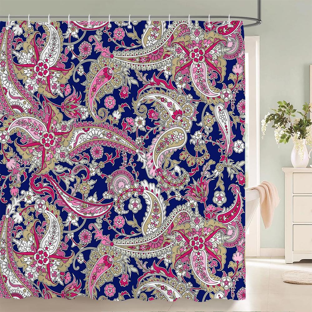 

Bohemian style Shower Curtains Mandala Boho Flowers and Plants Printing Bathroom Curtains Waterproof Polyester Bath Curtain W90xH180cm