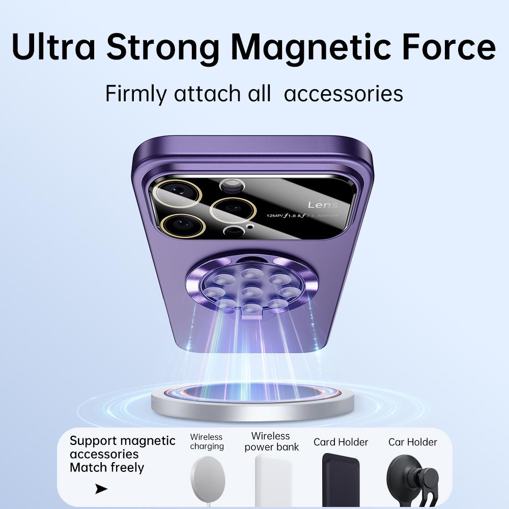 For iPhone 16 Pro Case Compatible with MagSafe Suction Cup Kickstand PC Phone Cover