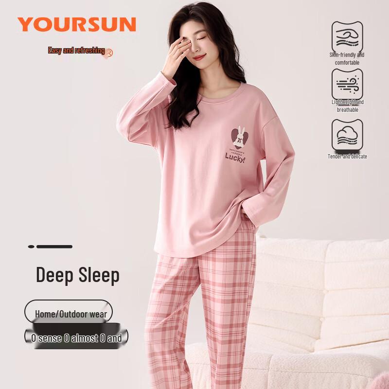 Women s Long-Sleeve Soft Cotton Blend Loungewear Set L