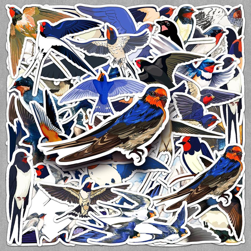 50 Swallow Bird Stickers: Decorative Cartoon Animal Designs for Journals