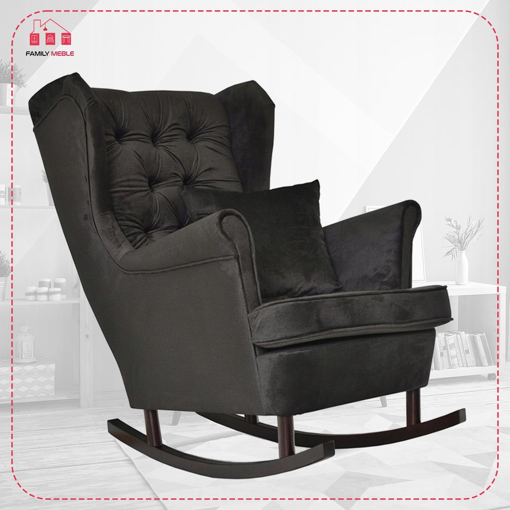 Scandinavian Wingback Rocking Chair Gaja Family Meble Black Olive 10 Pik
