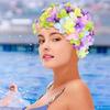 3D Floral Woman Elasticity Petal Retro Swimming Cap Summer Fashion Ladies Swimming Hat for Swimming Pool Beach Vacation