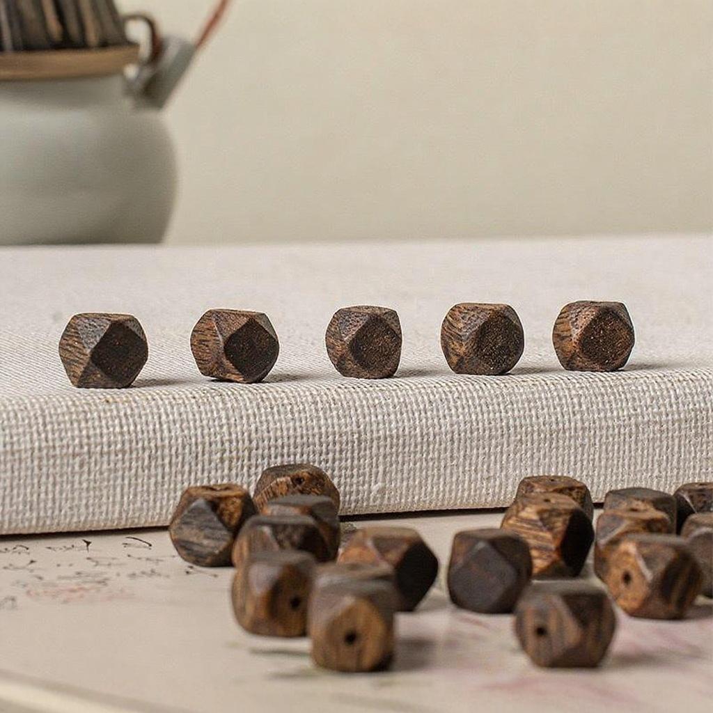 Vietnamese Nha Trang Ky Nam Agarwood Beads: Irregular Octagonal Diamond Shape, DIY Wenwan Hand String Accessories, Loose Beads.