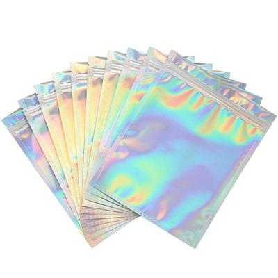 Busta Cerniera Olografica Iridescente - A Prova di Odore, Auto sigillante Laser, Sacchetto a Bottone in Foglio di Alluminio per Conservazione e Confezionamento Alimentare