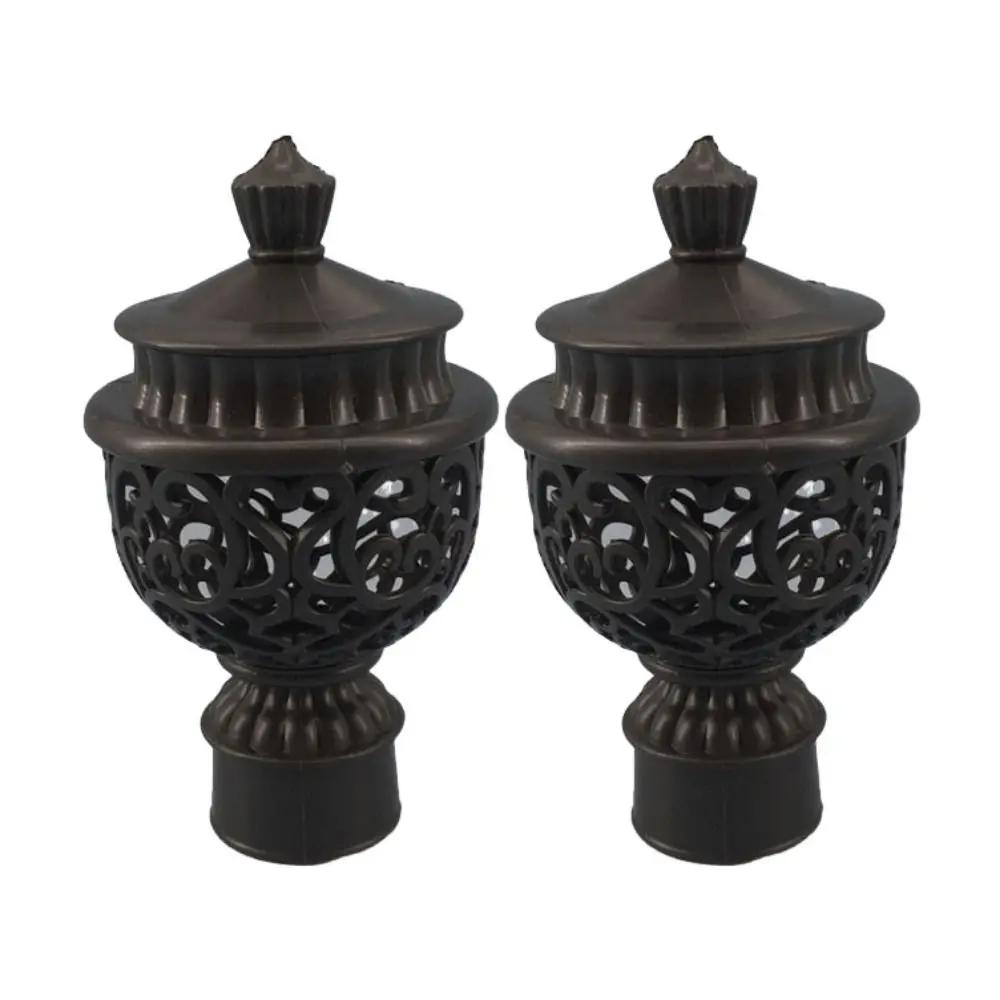 2pcs European Style Curtain Rod Cap Retro Roman Pole Curtain Rod Plug Drapery Rail End Practical Curtain Plastic Decorative Head