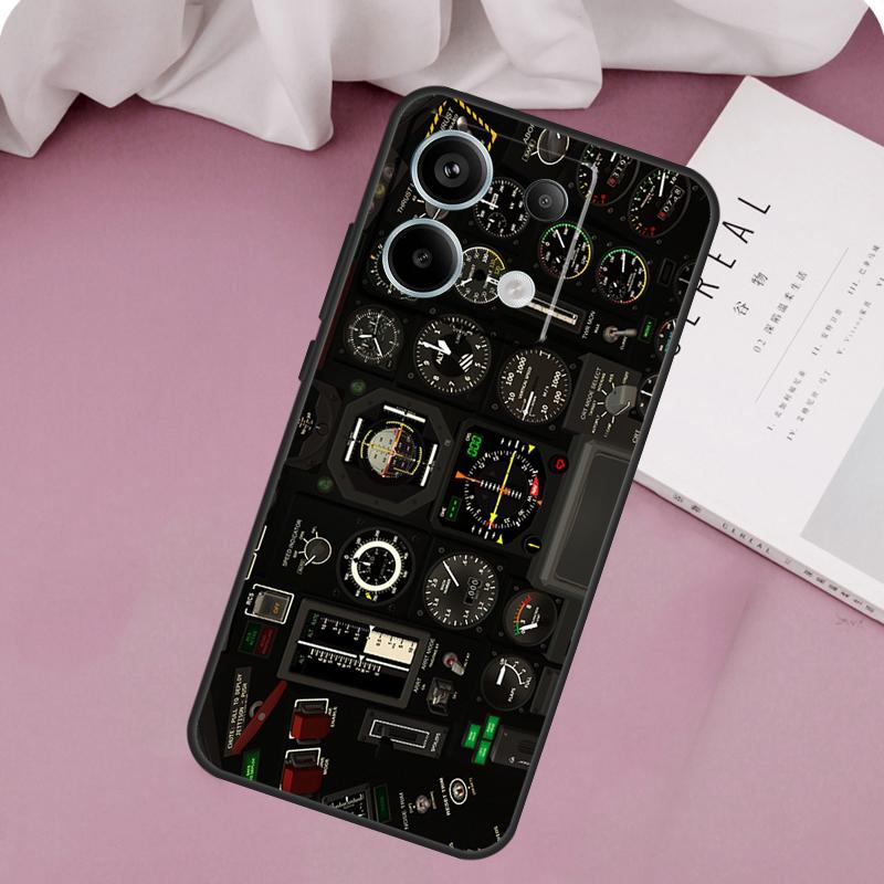 AIRCRAFT COCKPIT DASHBOARD Case For Xiaomi Redmi Note 14 13 12 11 10 9 15 Pro Plus Redmi 15 10C 12C 13C 15C 14C Cover